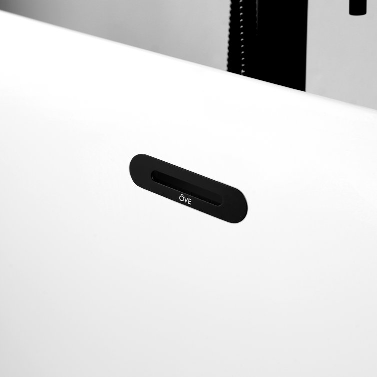 White Acrylic Freestanding Soaking Bathtub with Black Faucet