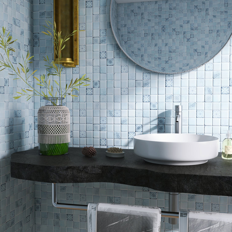 Sky Blue Glass Mosaic Tile Sheet for Bathroom and Kitchen