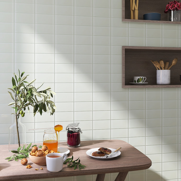 Beige 3'' x 6'' Glass Mosaic Subway Tile for Bathroom and Kitchen
