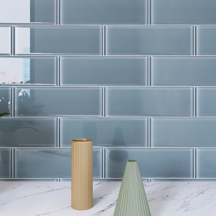 Slate Blue Glass Mosaic Subway Tile for Kitchen and Bathroom