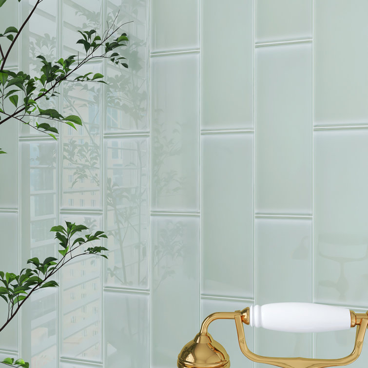 Gray 4'' x 12'' Glass Mosaic Subway Tile
