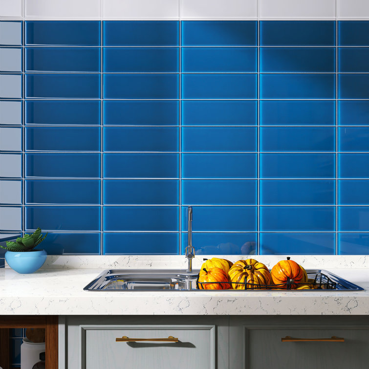 Turquoise Blue Glass Mosaic Subway Tile for Kitchen and Bathroom