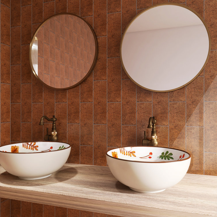 Brown 4'' x 12'' Glass Mosaic Subway Tile