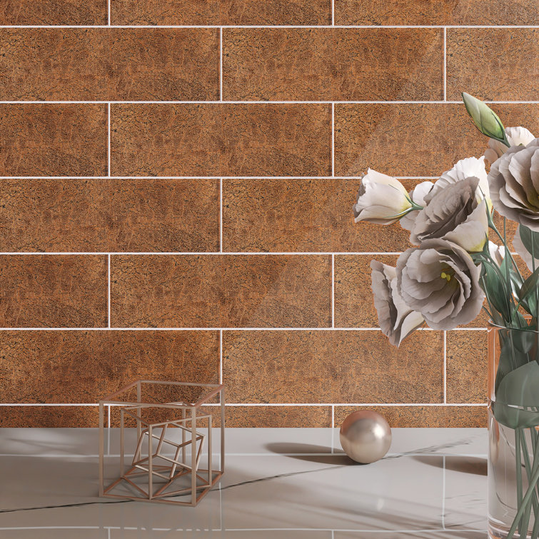 Brown 4'' x 12'' Glass Mosaic Subway Tile