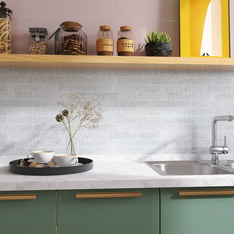 Gray Glass Brick Joint Mosaic Wall Tile Sheet