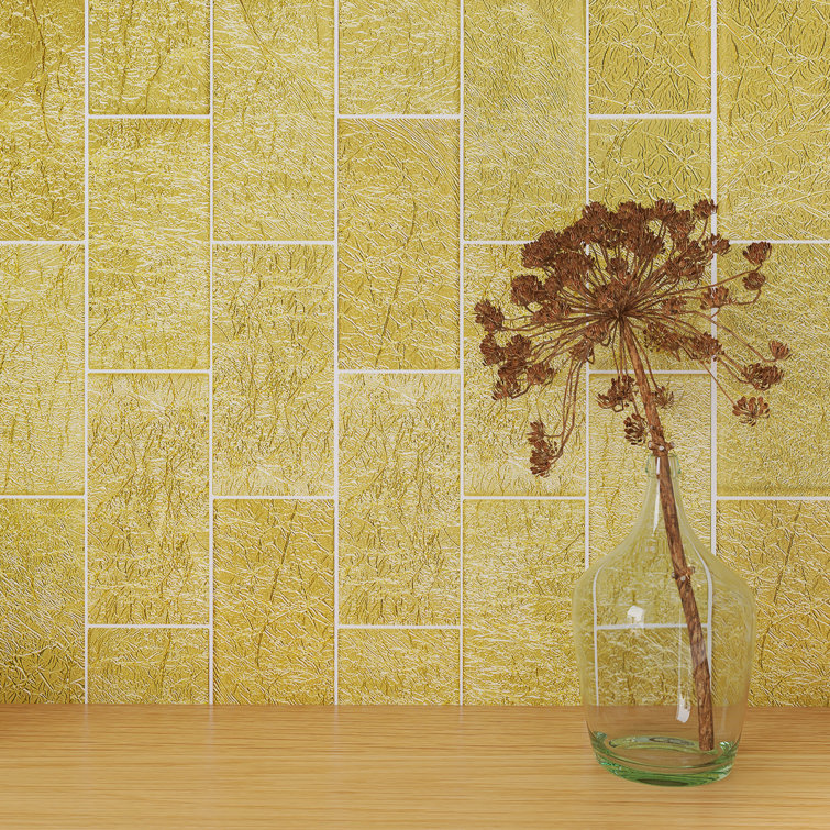 Gold Glass Brick Joint Mosaic Wall Tile Sheet