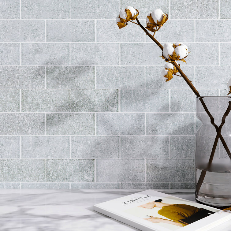 Gray Glass Brick Joint Mosaic Wall Tile Sheet
