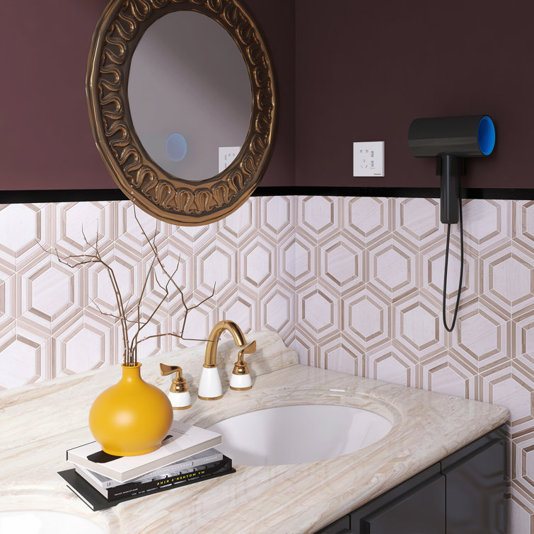 Beige Honeycomb Marble Mosaic Wall Tile Sheet