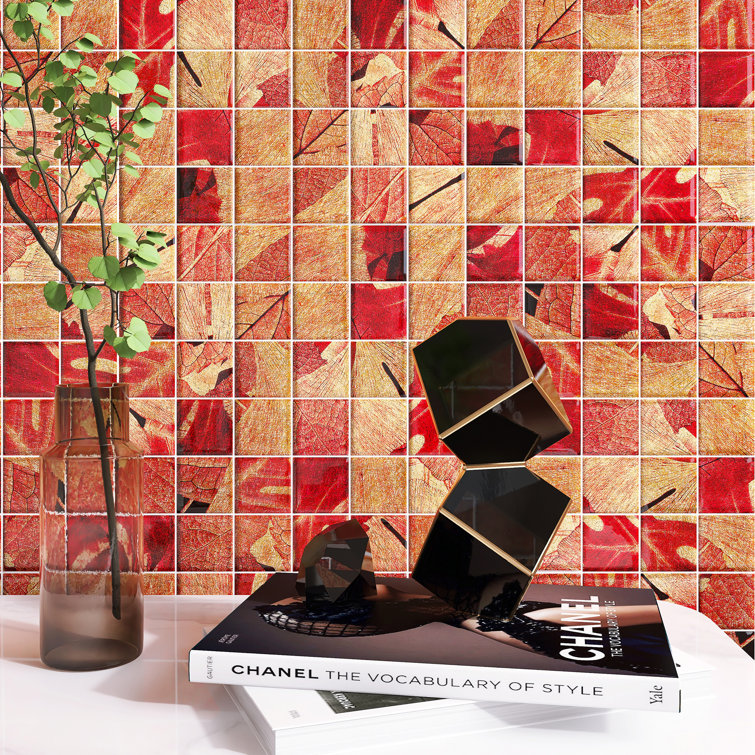 Season Red and Gold Glass Mosaic Wall Tile