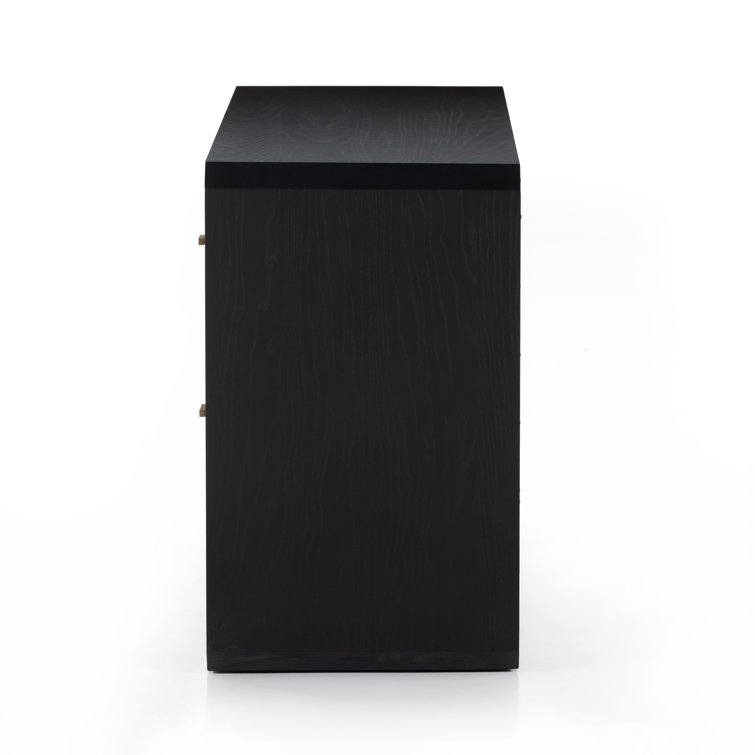 Black Ash Veneer 6-Drawer Dresser with Brass Handles