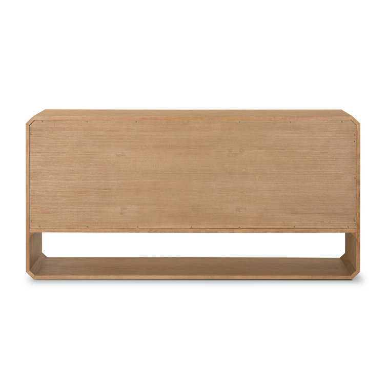 Modern Natural Ash Veneer 6-Drawer Dresser with Satin Brass Hardware