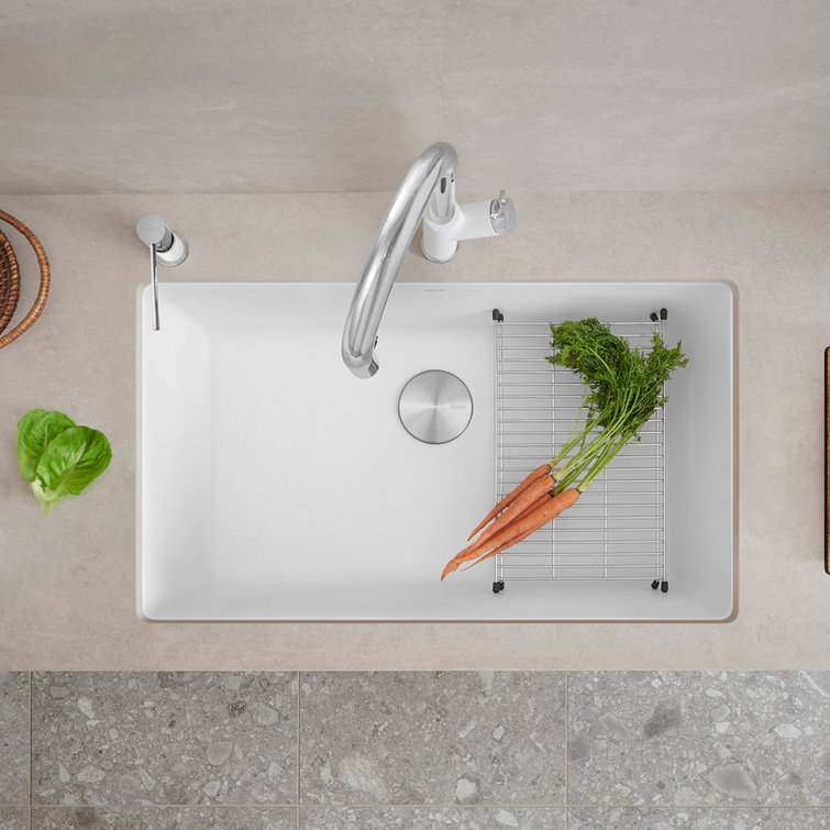 White Stone Single Bowl Undermount Kitchen Sink