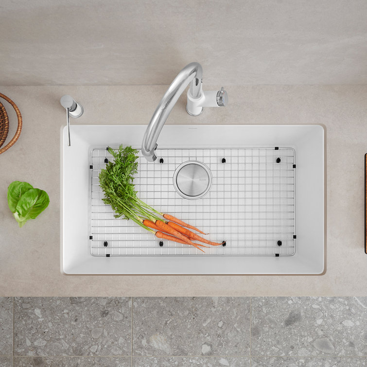 White Stone Single Bowl Undermount Kitchen Sink