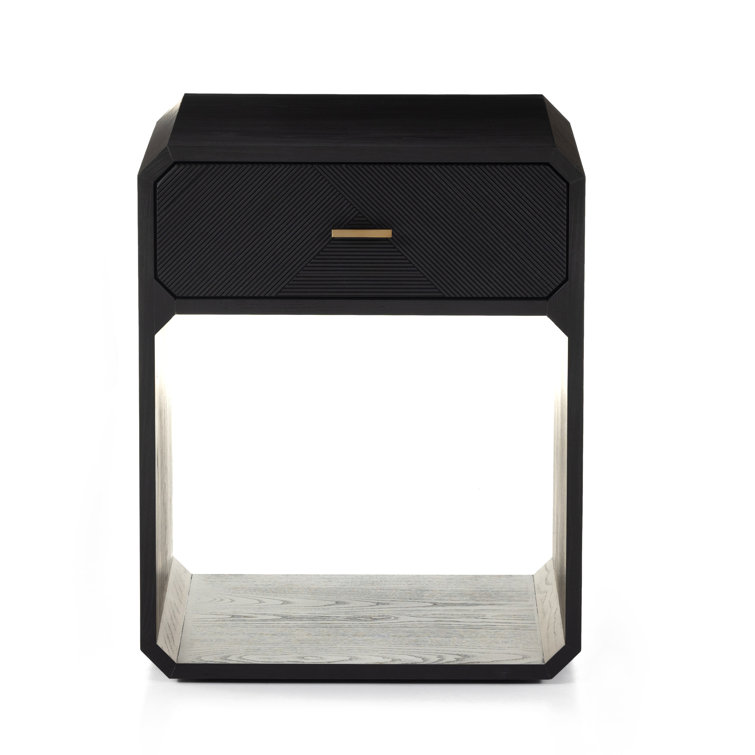 Caspian Contemporary 20.5'' Black Ash 1-Drawer Nightstand