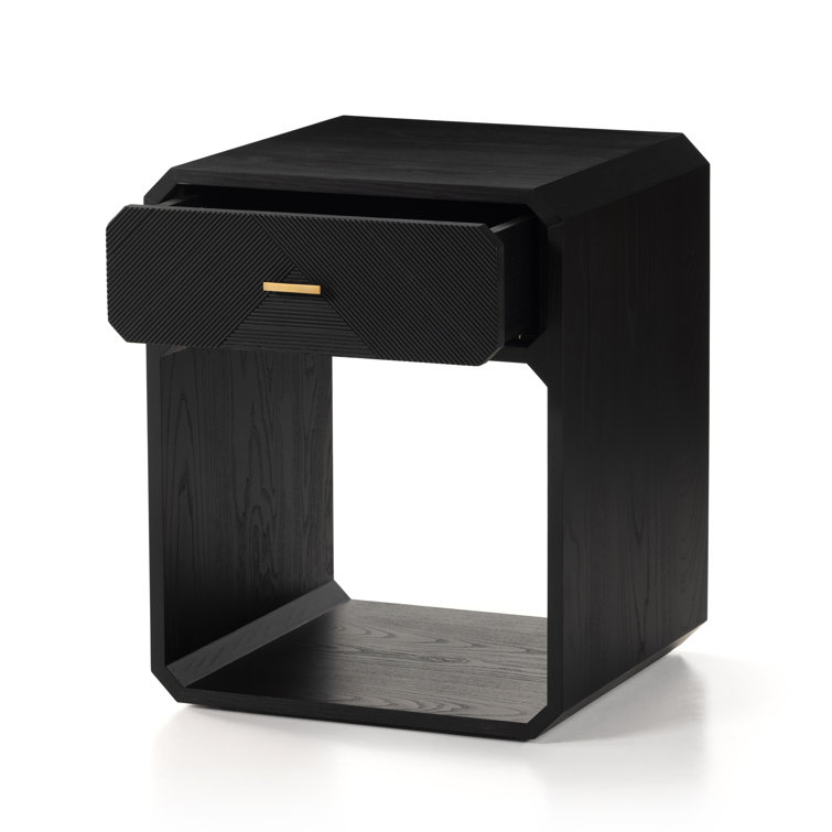 Caspian Contemporary 20.5'' Black Ash 1-Drawer Nightstand