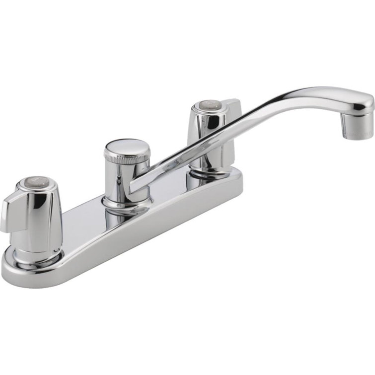 Core Polished Chrome Double Handle Low-Arc Kitchen Faucet