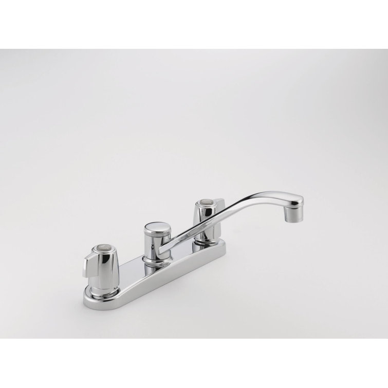 Core Polished Chrome Double Handle Low-Arc Kitchen Faucet