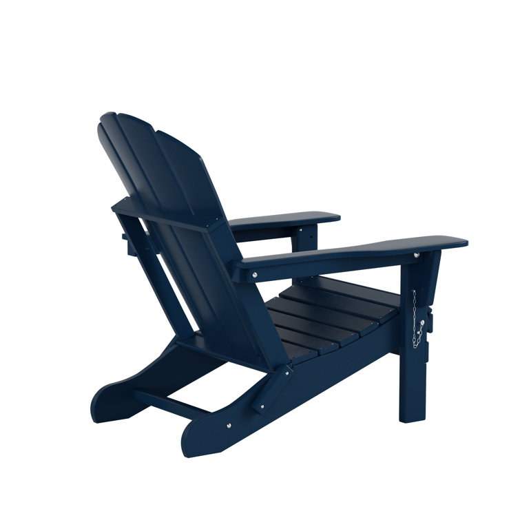 Navy Blue Folding Poly Adirondack Chair with Square Arms
