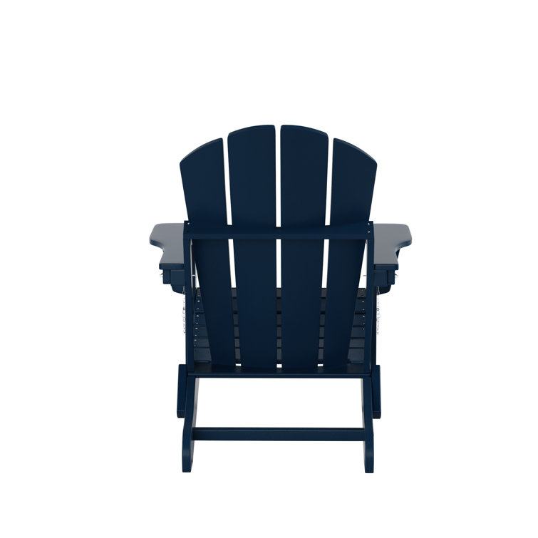 Navy Blue Folding Poly Adirondack Chair with Square Arms
