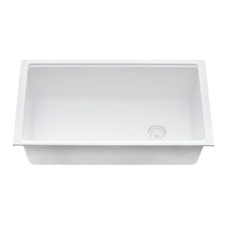 Arctic White Granite Composite Drop-In Workstation Sink