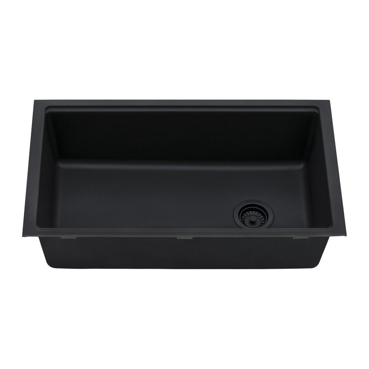 Midnight Black Granite Composite Drop-in Kitchen Sink with Workstation