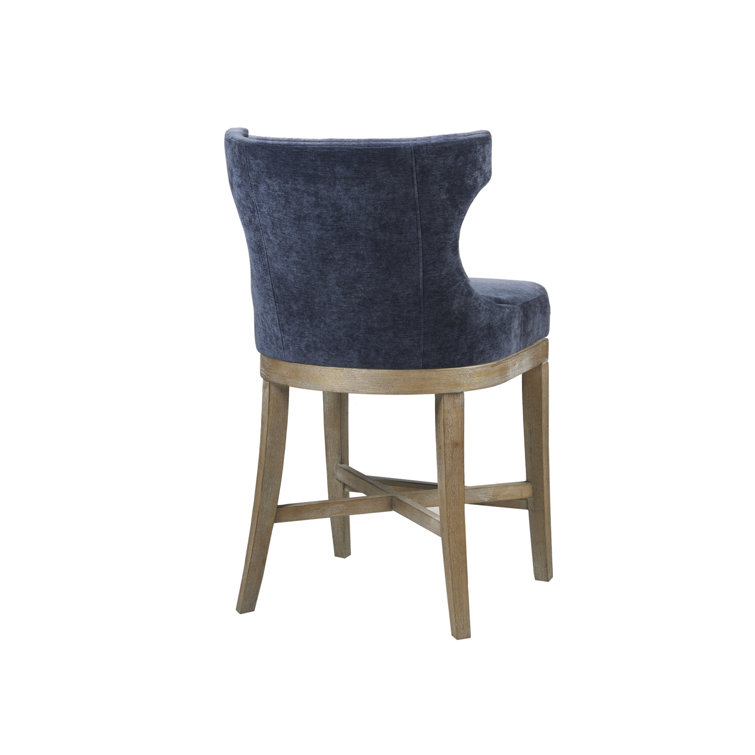 Carson Navy Swivel Counter Stool with Wood and Acrylic