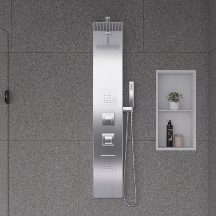Matte White Stainless Steel Double Shelf Shower Niche