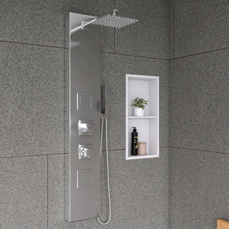 Matte White Stainless Steel Double Shelf Shower Niche