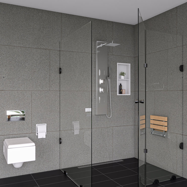 Matte White Stainless Steel Double Shelf Shower Niche