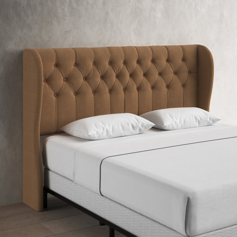 Zuma Natural Textured Linen Tufted California King Upholstered Headboard