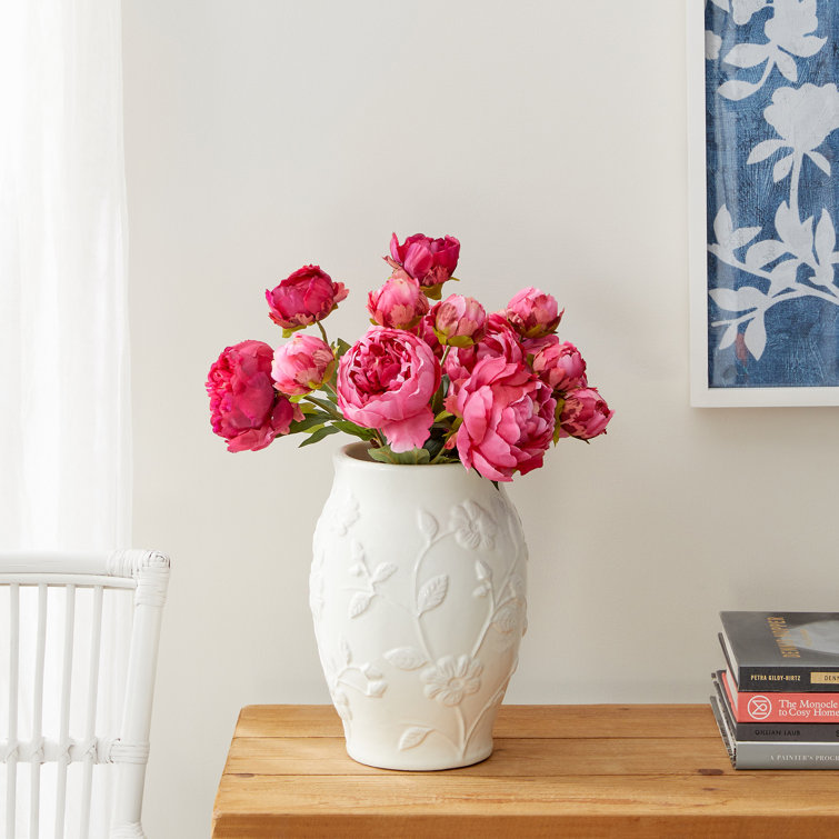 White Floral Ceramic Table Vase