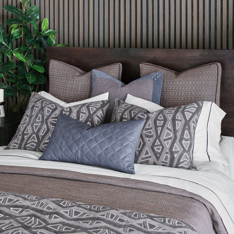 Noah Geometric King Sham in Gray and Black Cotton