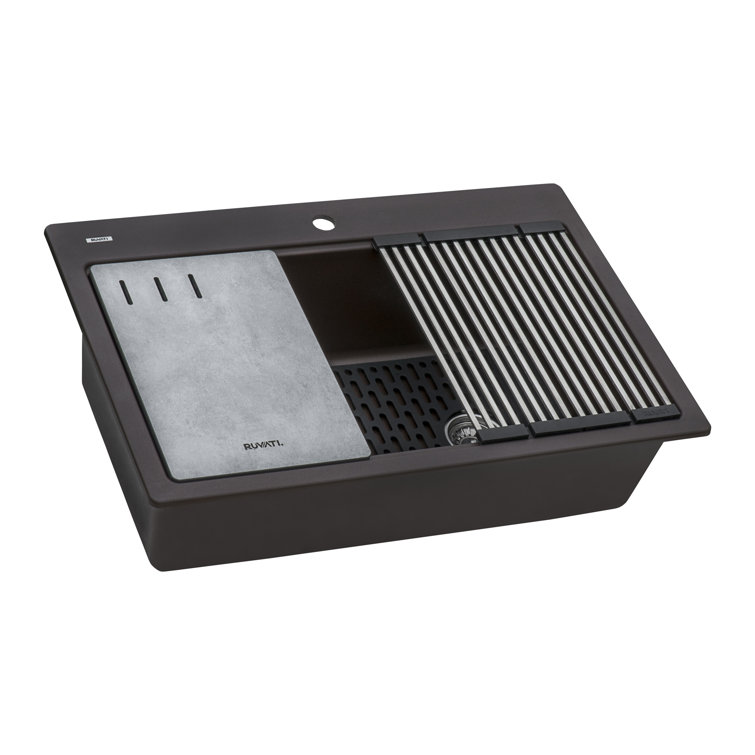Espresso Granite Composite Drop-in Workstation Kitchen Sink