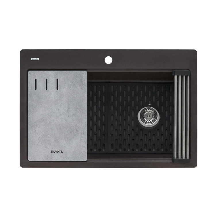 Espresso Granite Composite Drop-in Workstation Kitchen Sink
