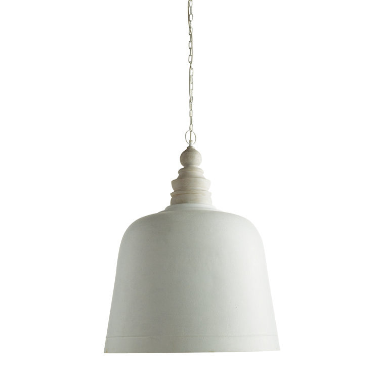 Claudette White and Gold 38" Dome Pendant Light