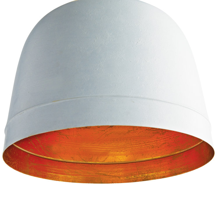 Claudette White and Gold 38" Dome Pendant Light