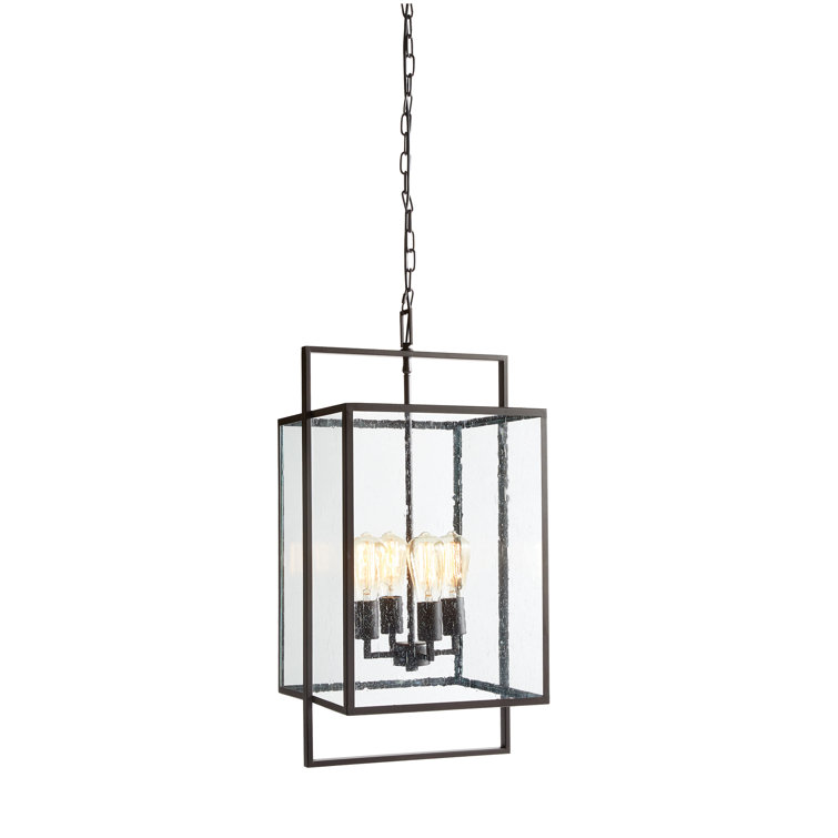 Prescott Bronze and Seeded Glass Candle Style Pendant Light