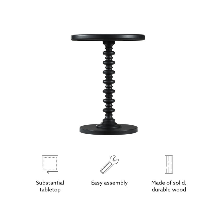 Fiama Black Solid Wood Round End Table