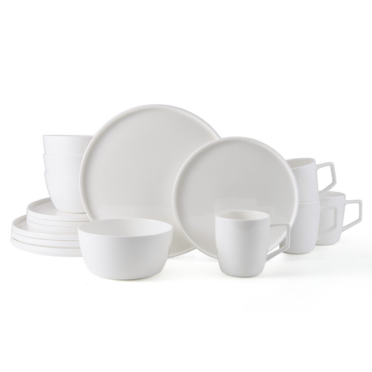White Porcelain 16-Piece Round Dinnerware Set, Service for 4