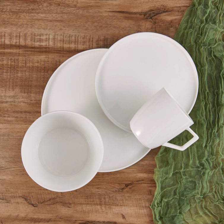 White Porcelain 16-Piece Round Dinnerware Set, Service for 4