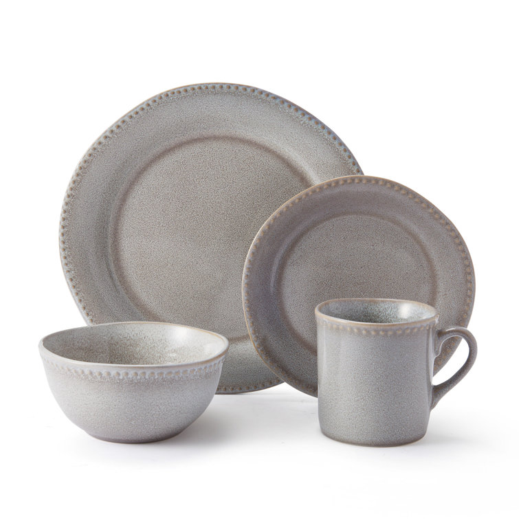 Ellie Gray Ceramic 16-Piece Dinnerware Set, Service for 4