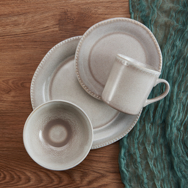 Ellie Gray Ceramic 16-Piece Dinnerware Set, Service for 4