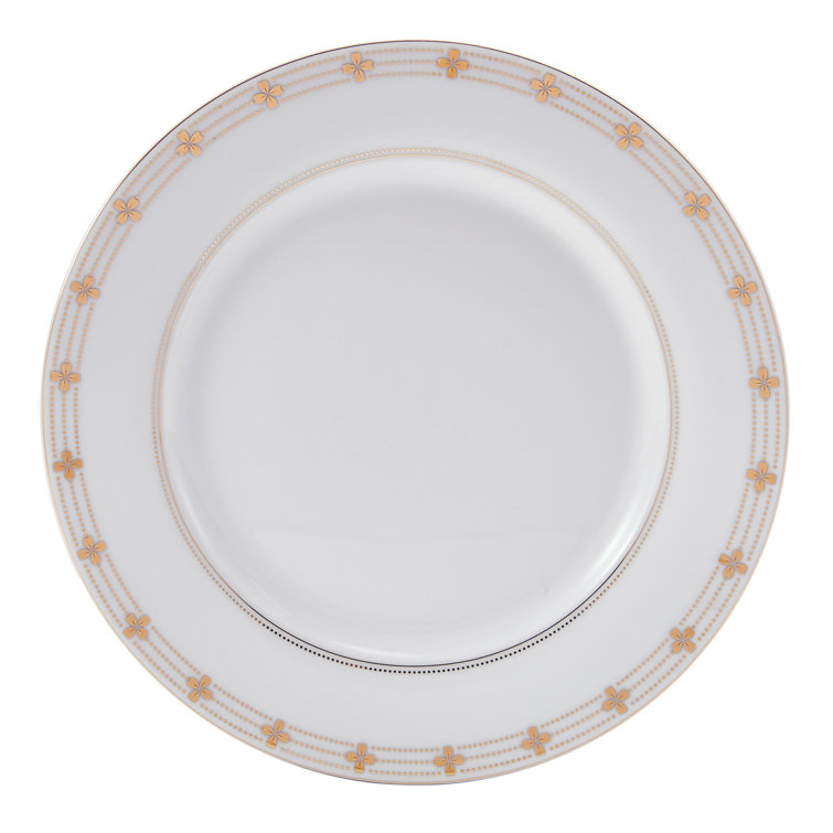 Modern Petals White and Gold Porcelain Dinnerware Set, Service for 8