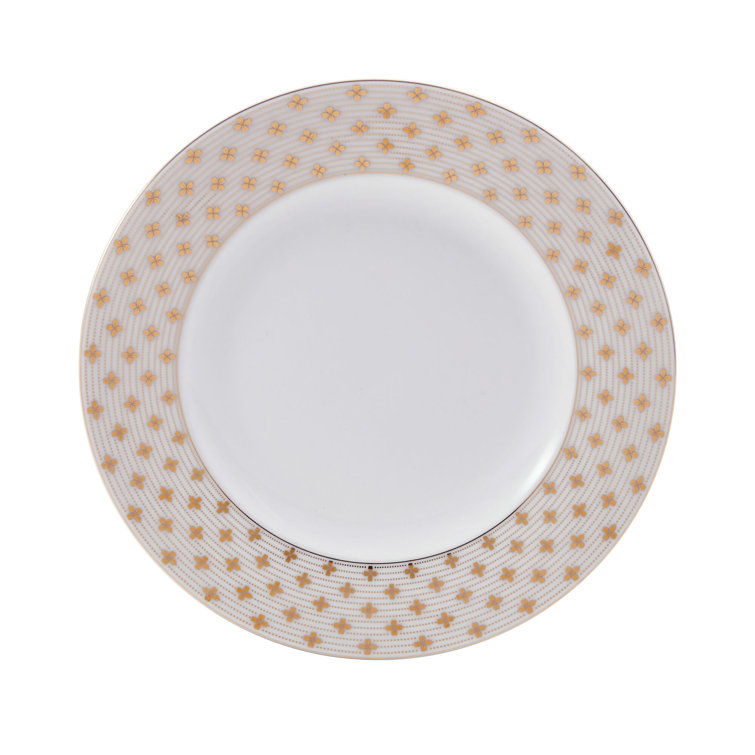Modern Petals White and Gold Porcelain Dinnerware Set, Service for 8