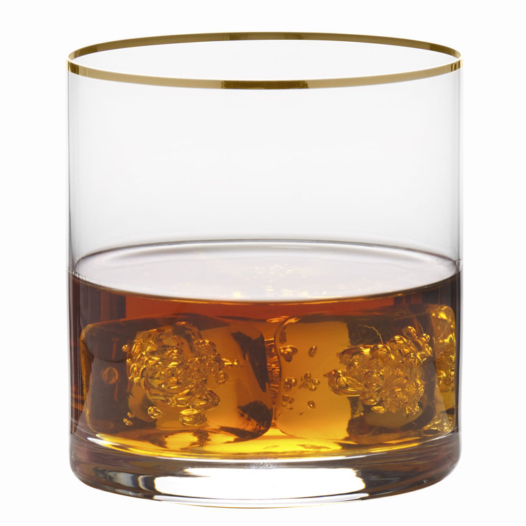 Julie Gold Rimmed Lead-Free Crystal Double Old Fashioned Glasses Set
