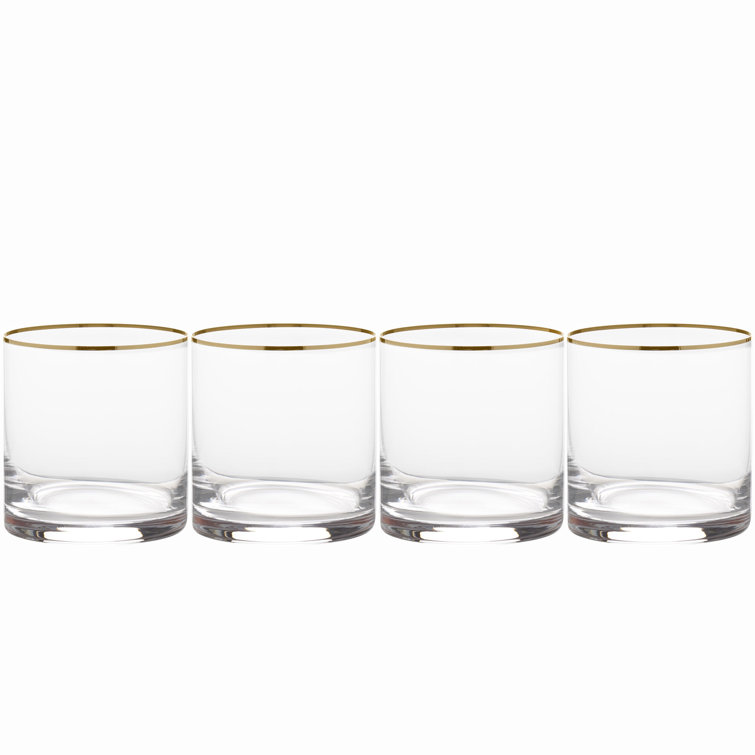 Julie Gold Rimmed Lead-Free Crystal Double Old Fashioned Glasses Set