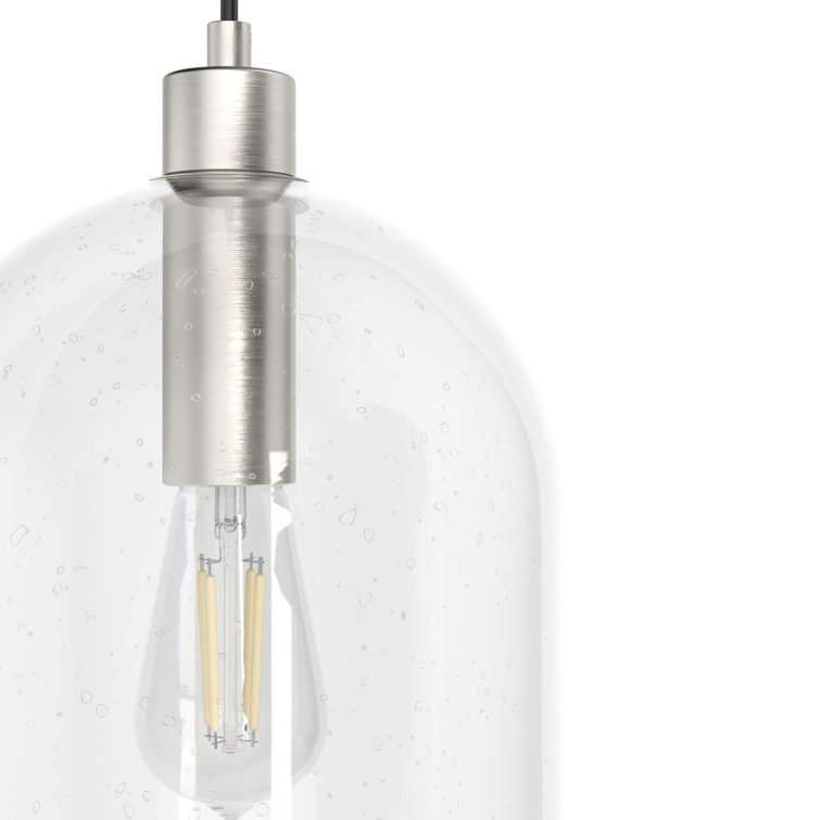 Lochemeade Mini Pendant Light with Clear Seeded Glass & Brushed Nickel