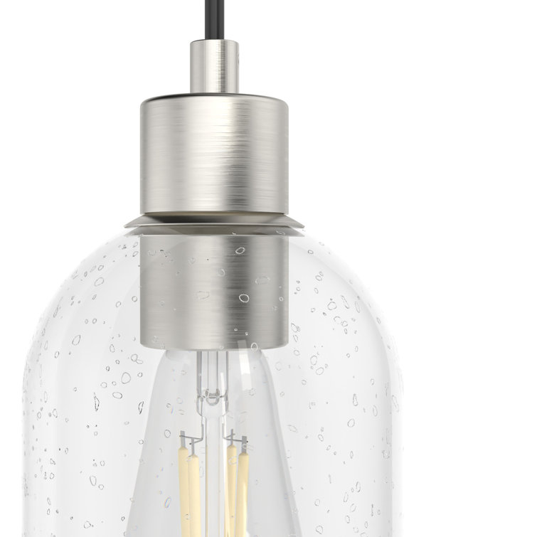Lochemeade Mini Pendant Light with Clear Seeded Glass & Brushed Nickel
