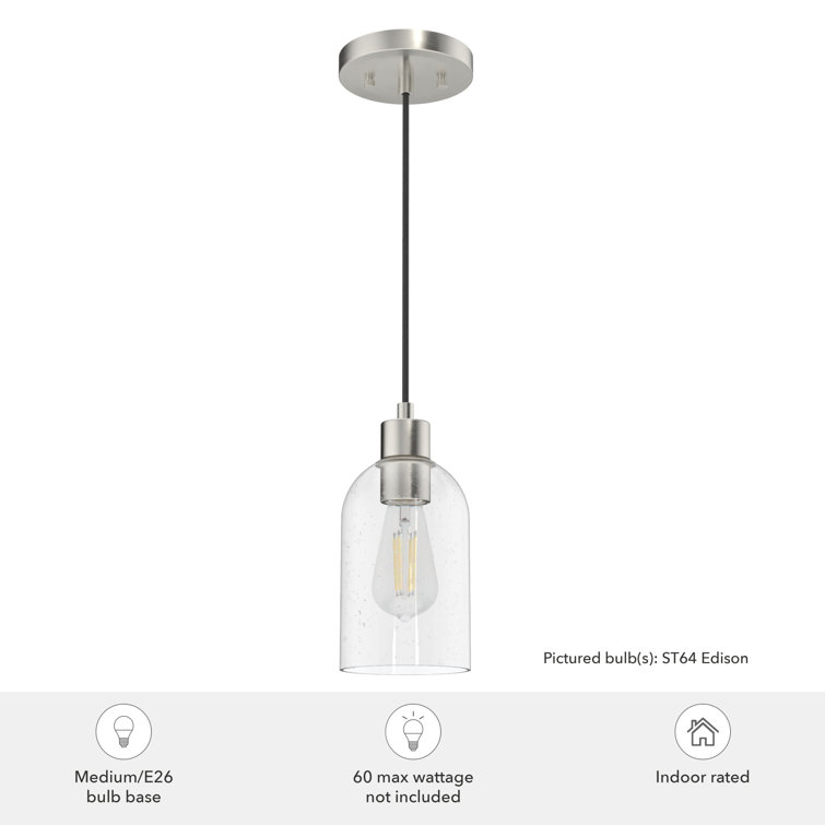 Lochemeade Mini Pendant Light with Clear Seeded Glass & Brushed Nickel