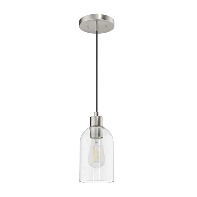 Lochemeade Mini Pendant Light with Clear Seeded Glass & Brushed Nickel
